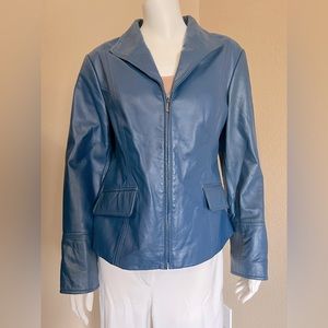 Blue leather Pamela McCoy jacket